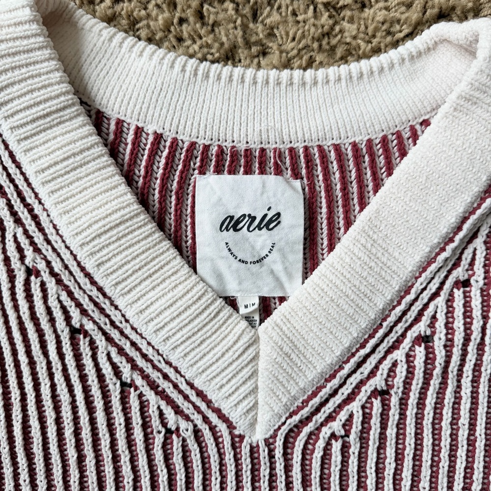 Women’s Aerie Beyond Chenille V-Neck Sweater Size Medium - Picture 7 of 7